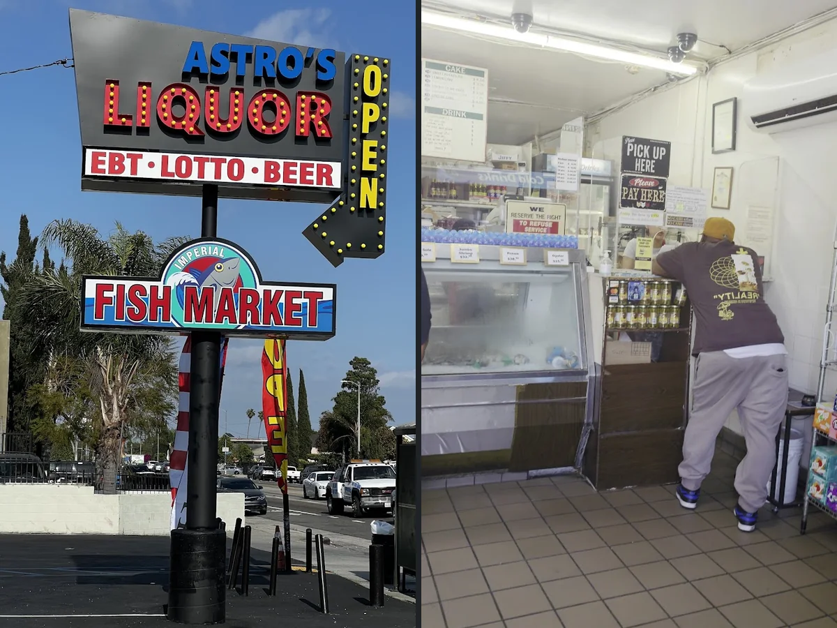 Seafood counter with fried fish and sides