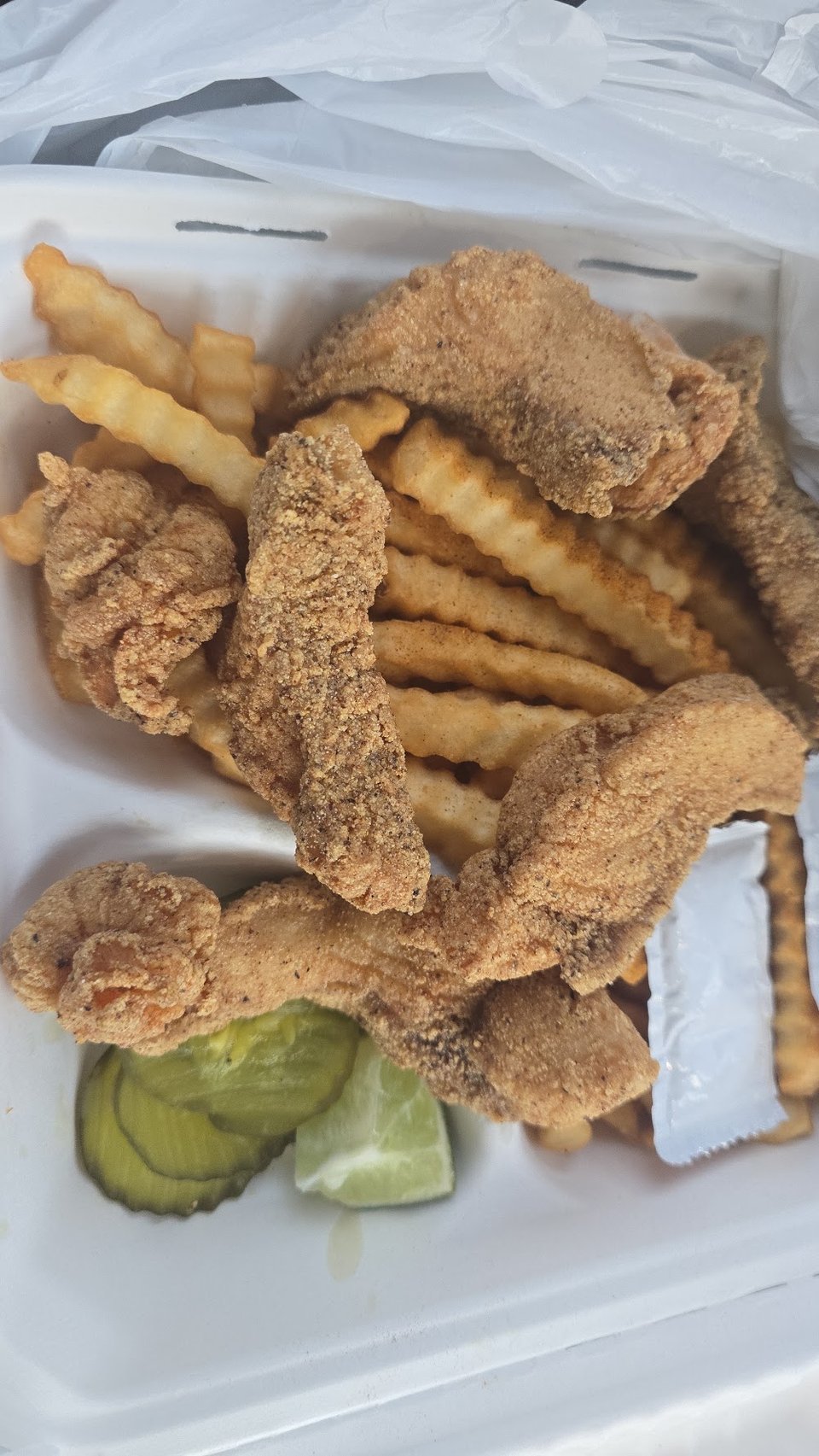 Counter menu listing fried fish options