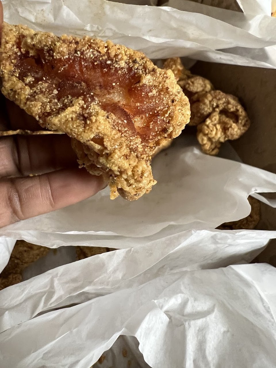 Printed menu featuring red snapper and fries